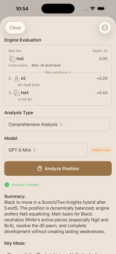 ChessView engine evaluation screen
